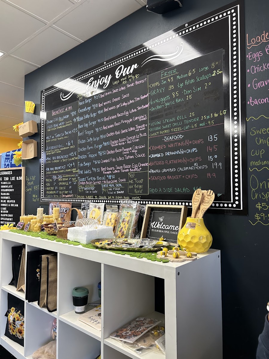 The Hungry Hive Cafe menu board