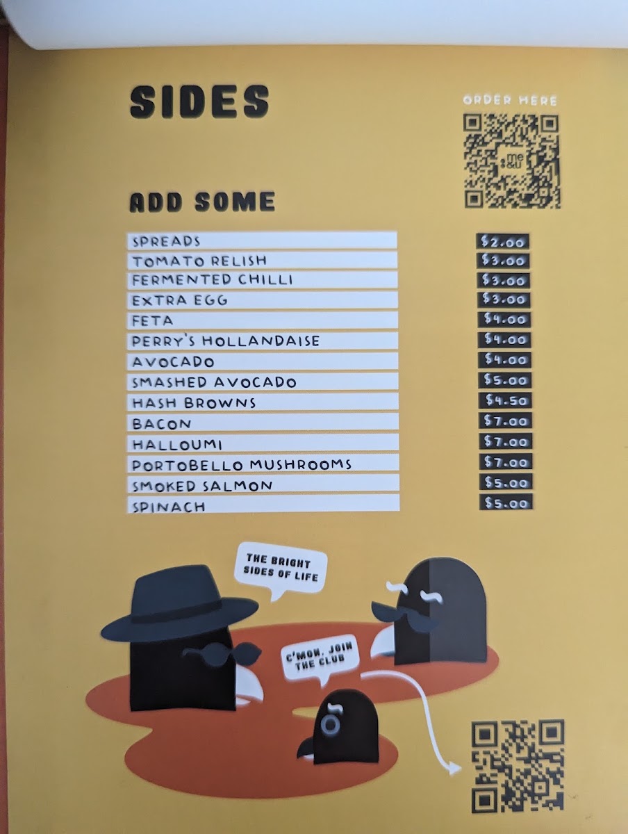 Perry’s (Peregrine Social Club) menu board