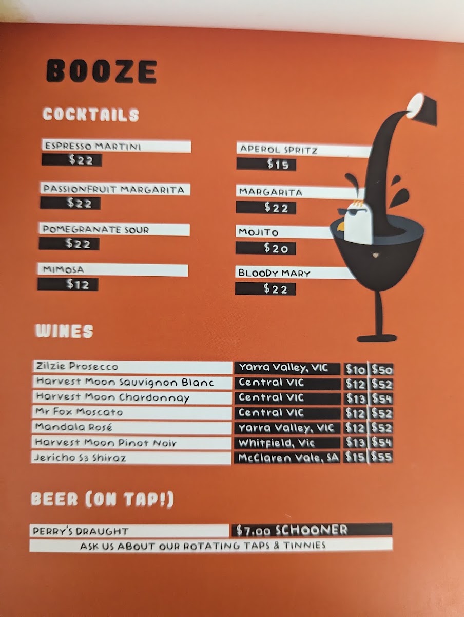 Perry’s (Peregrine Social Club) menu board