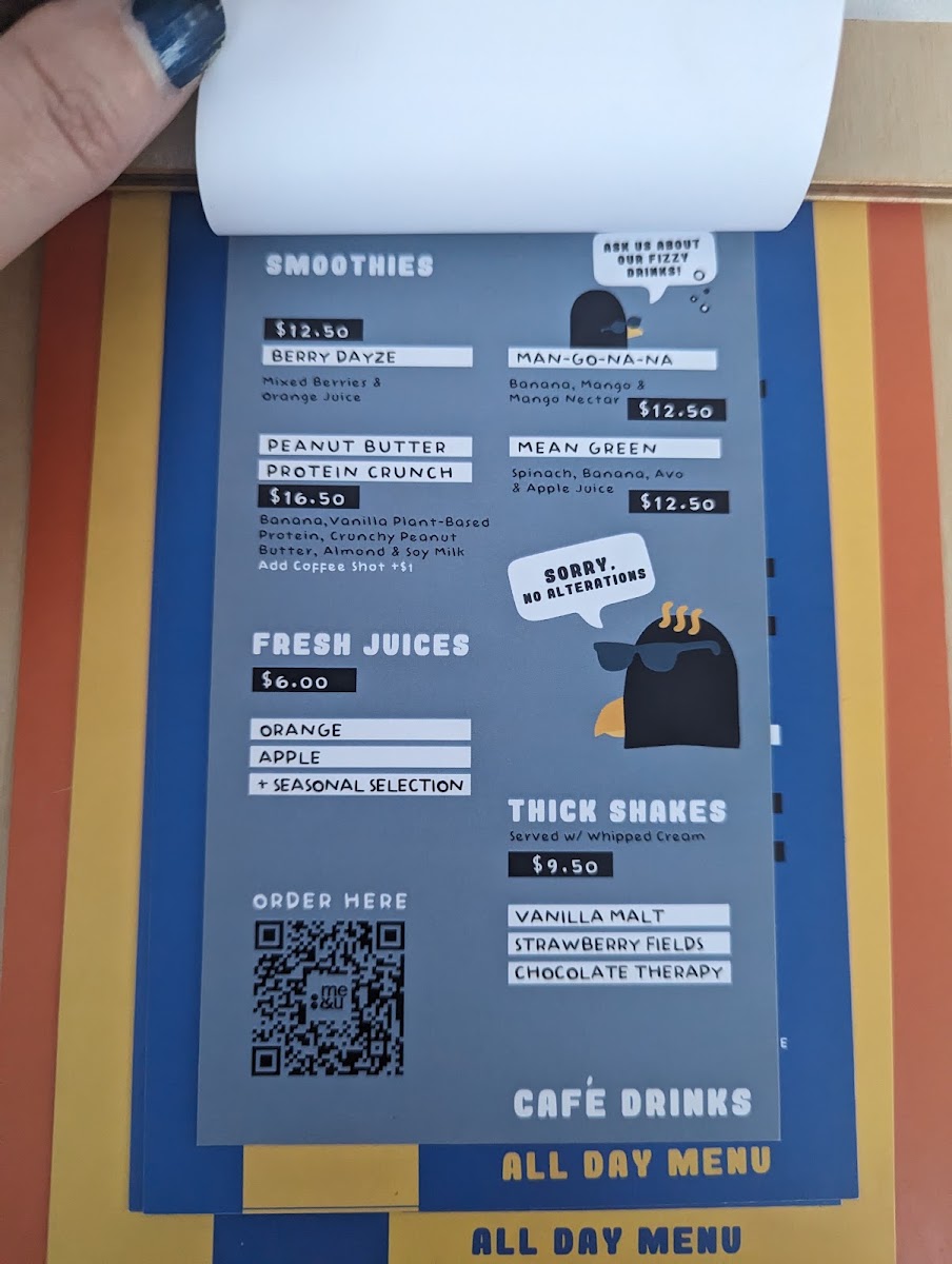 Perry’s (Peregrine Social Club) menu board