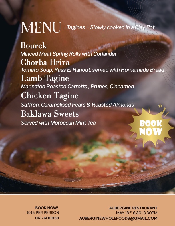 Aubergine Restaurant menu board