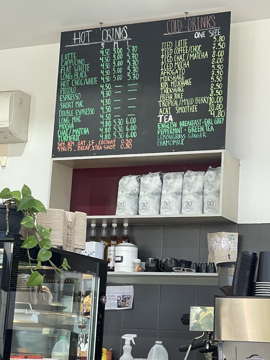 Split Bean Cafe menu board