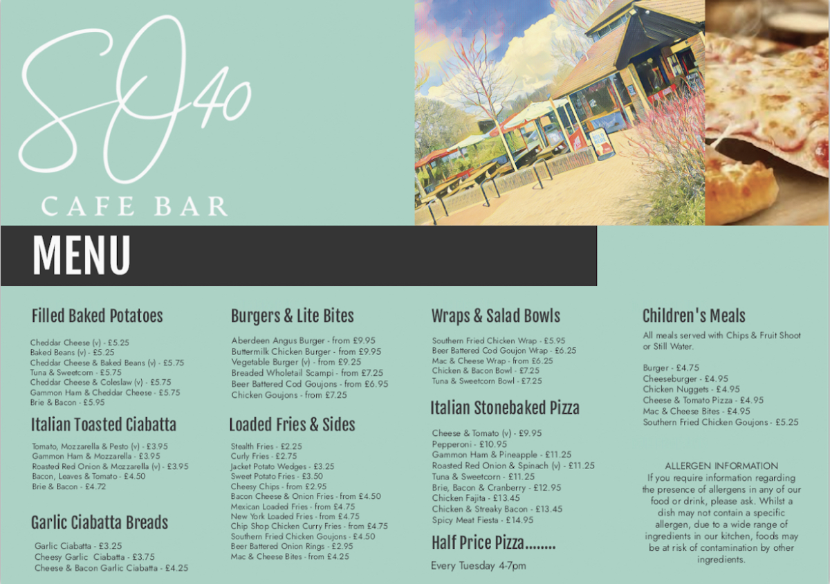 so40 Ltd menu board