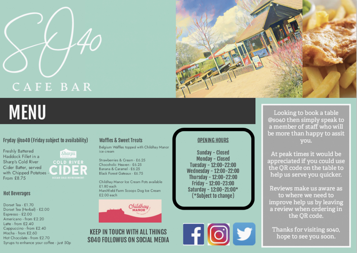 so40 Ltd menu board
