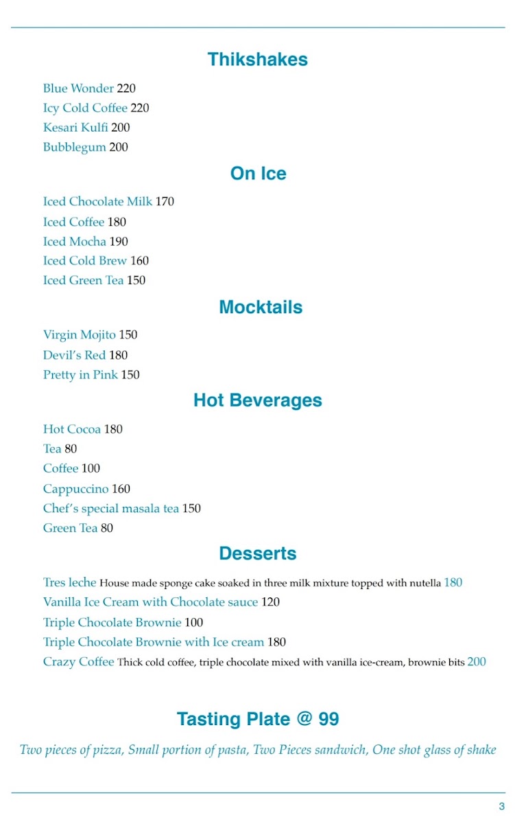 Videsi Cafe menu board