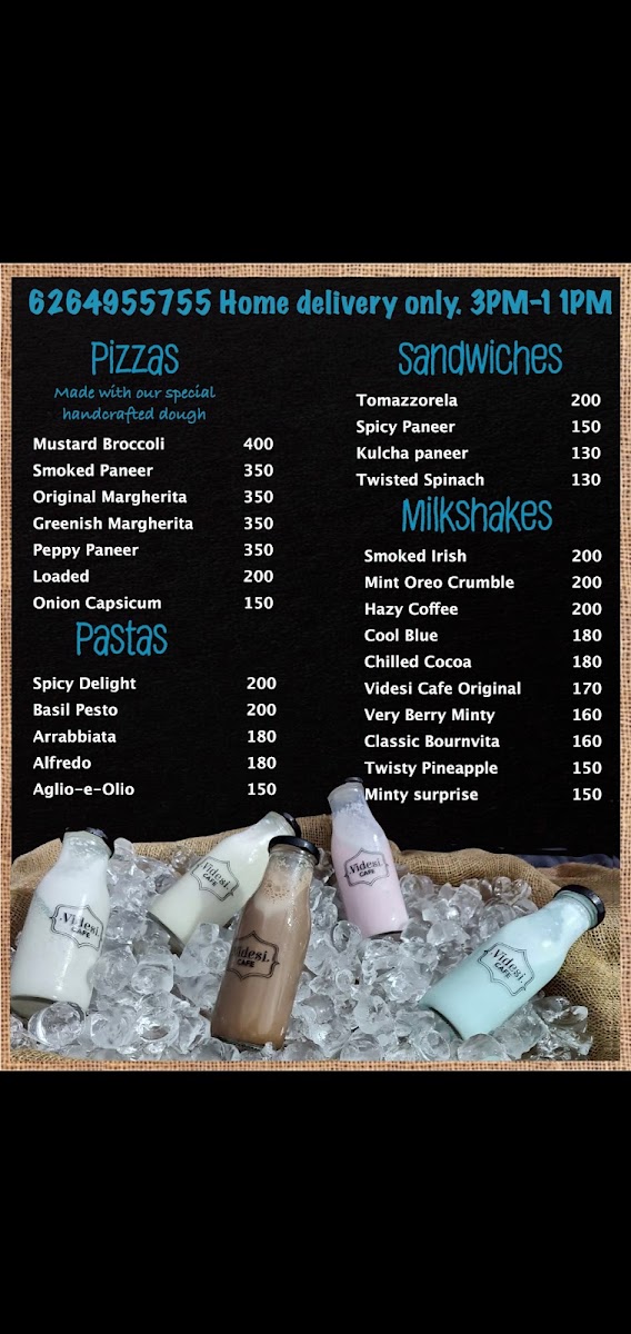 Videsi Cafe menu board