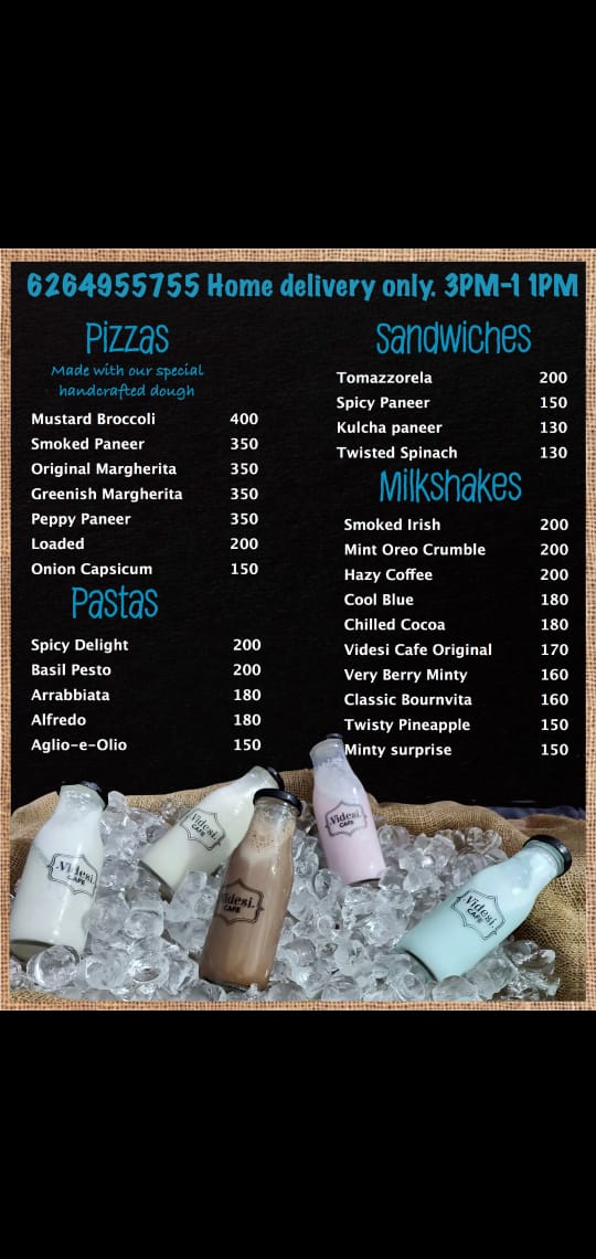 Videsi Cafe menu board