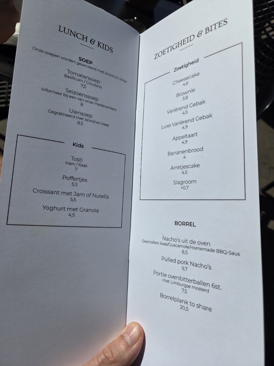 Boon Barista's menu board