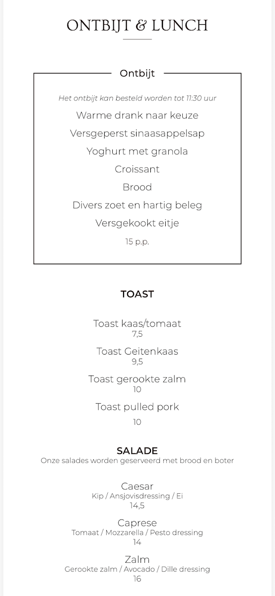 Boon Barista's menu board