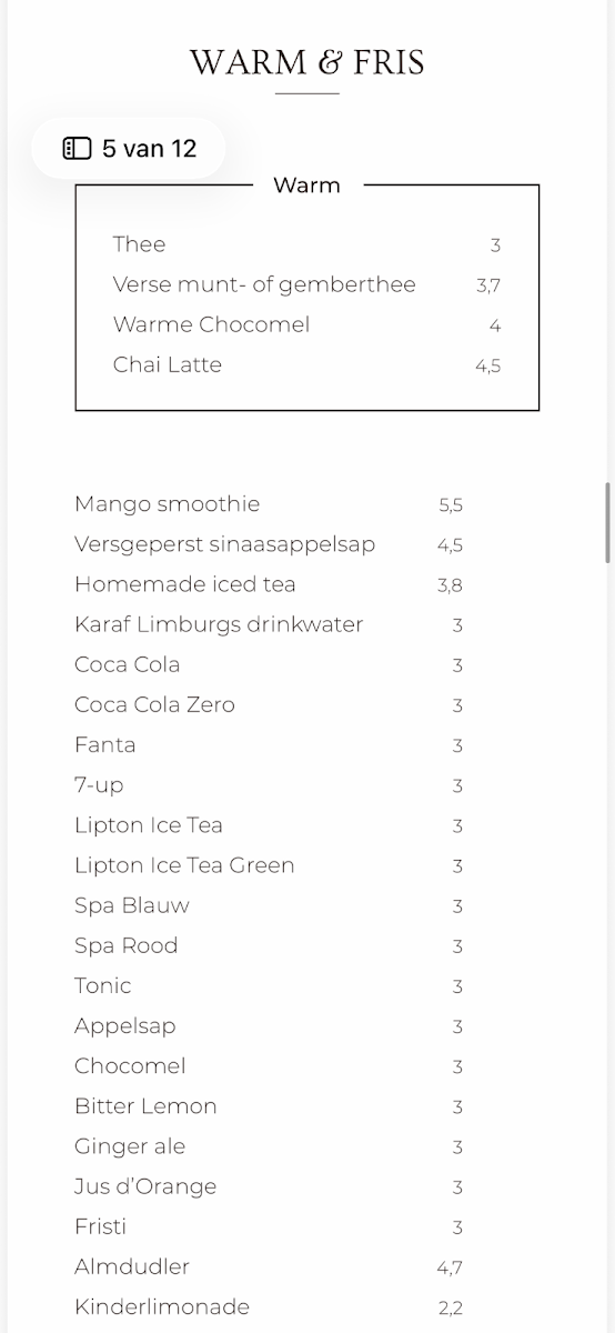 Boon Barista's menu board