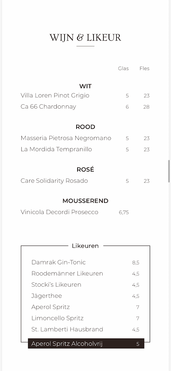 Boon Barista's menu board