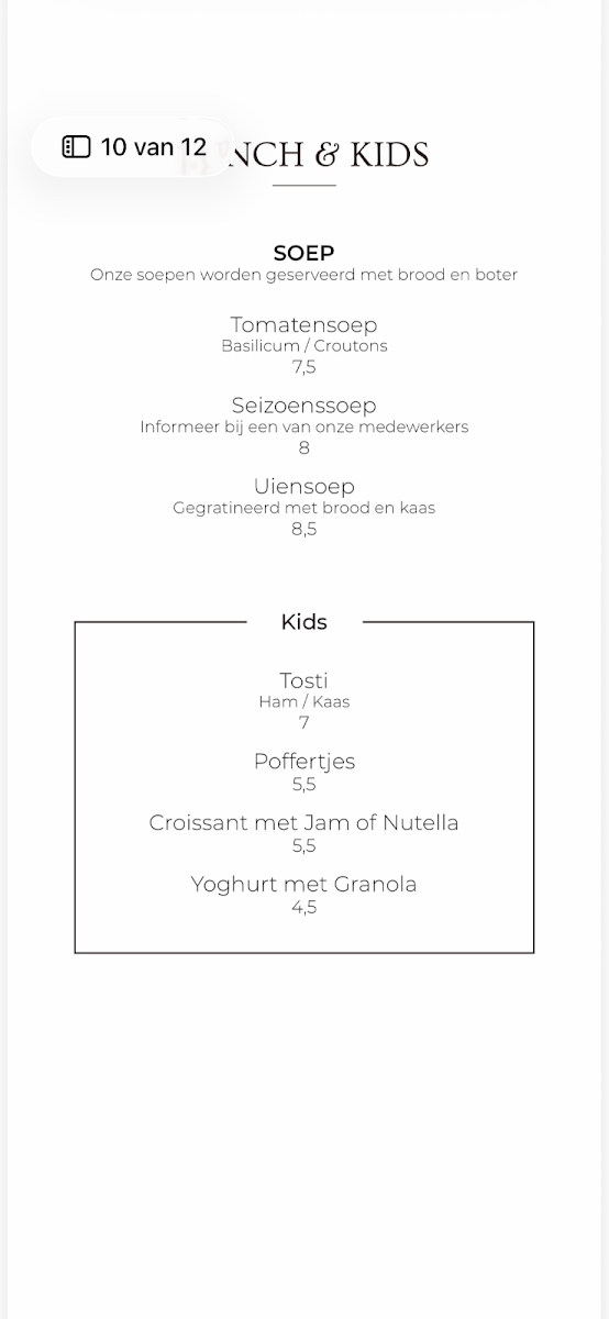 Boon Barista's menu board