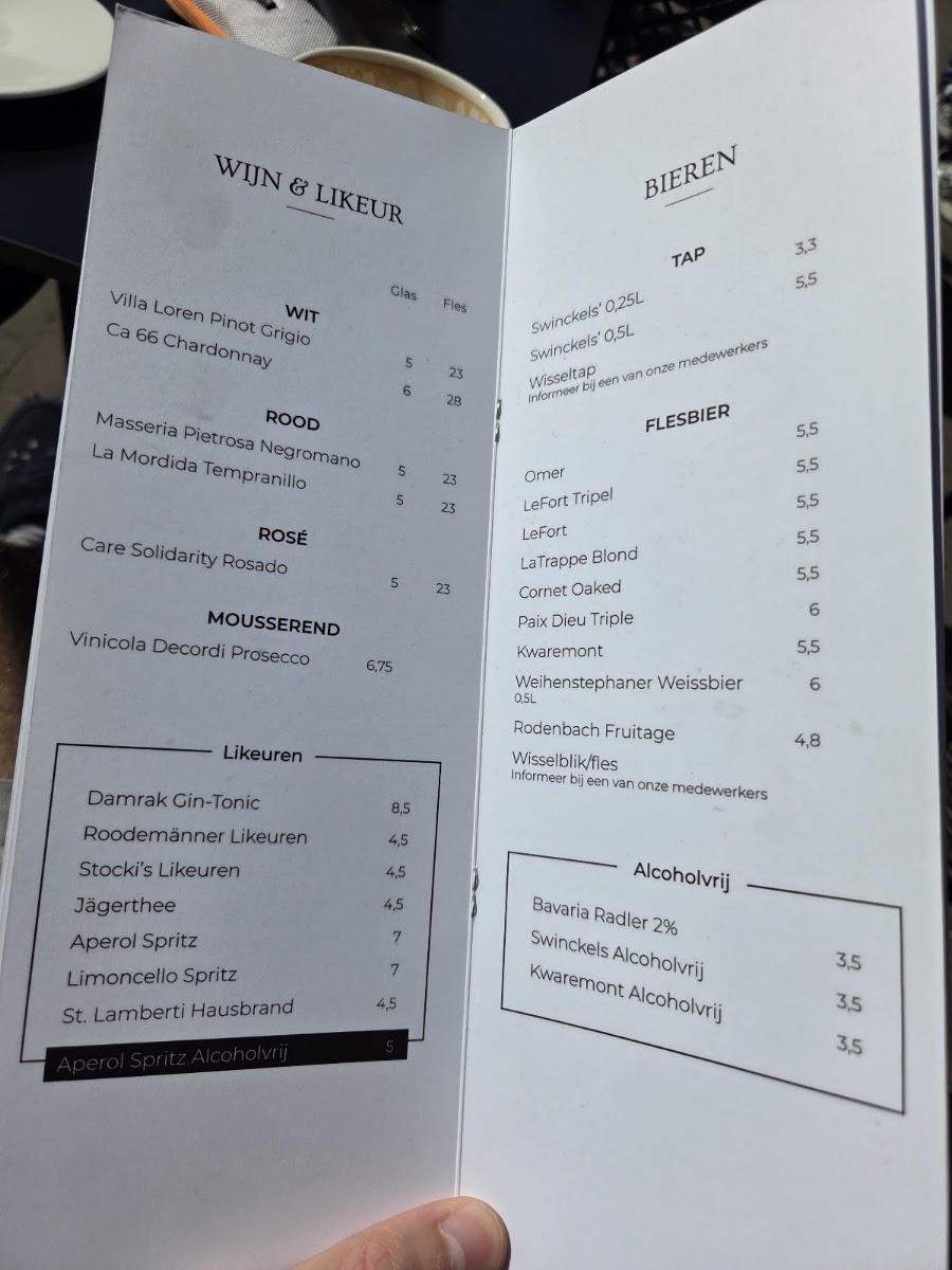 Boon Barista's menu board