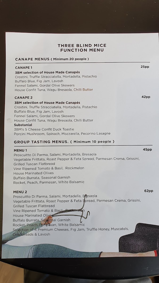 Three Blind Mice - Providore Kitchen menu board