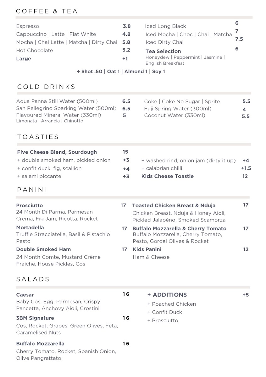 Three Blind Mice - Providore Kitchen menu board
