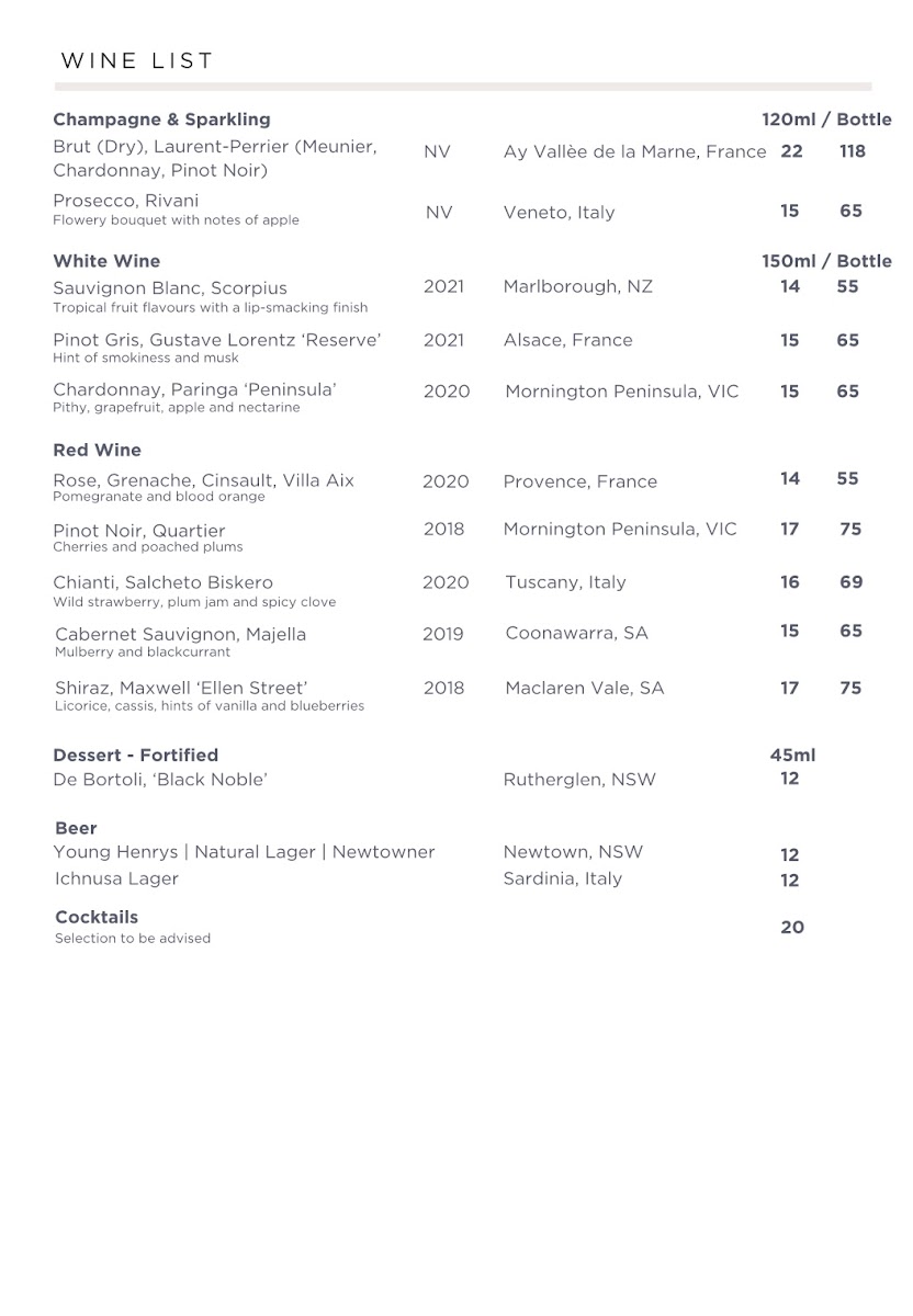 Three Blind Mice - Providore Kitchen menu board