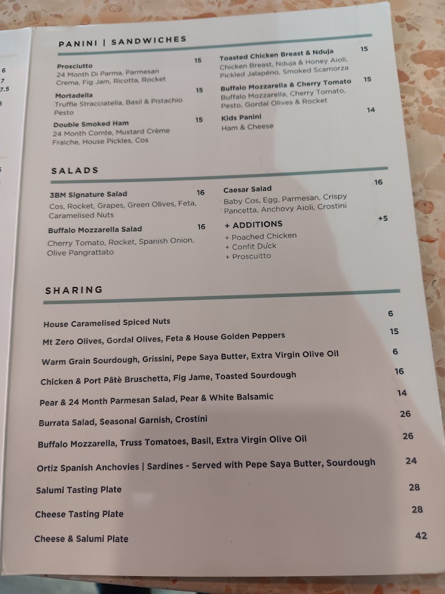 Three Blind Mice - Providore Kitchen menu board