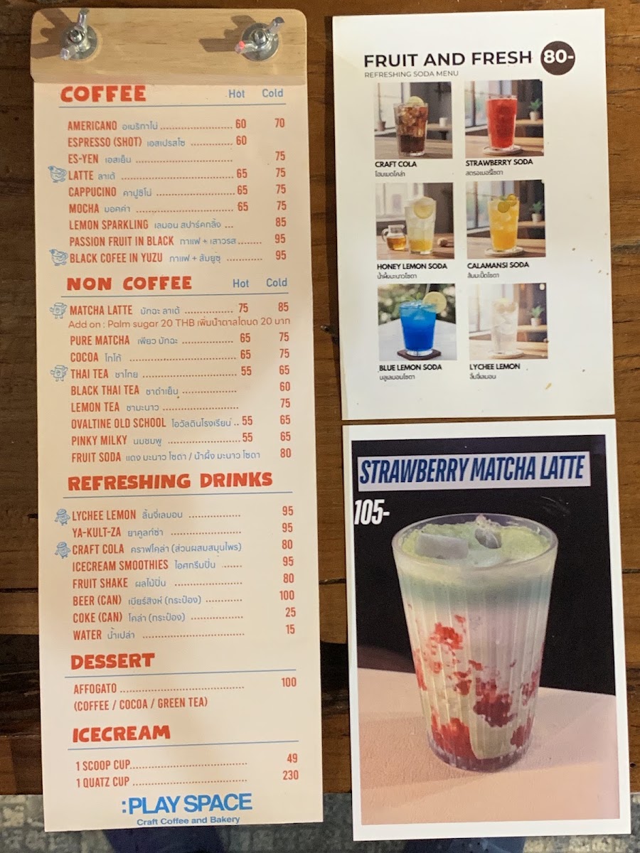 Play Space Cafe menu board