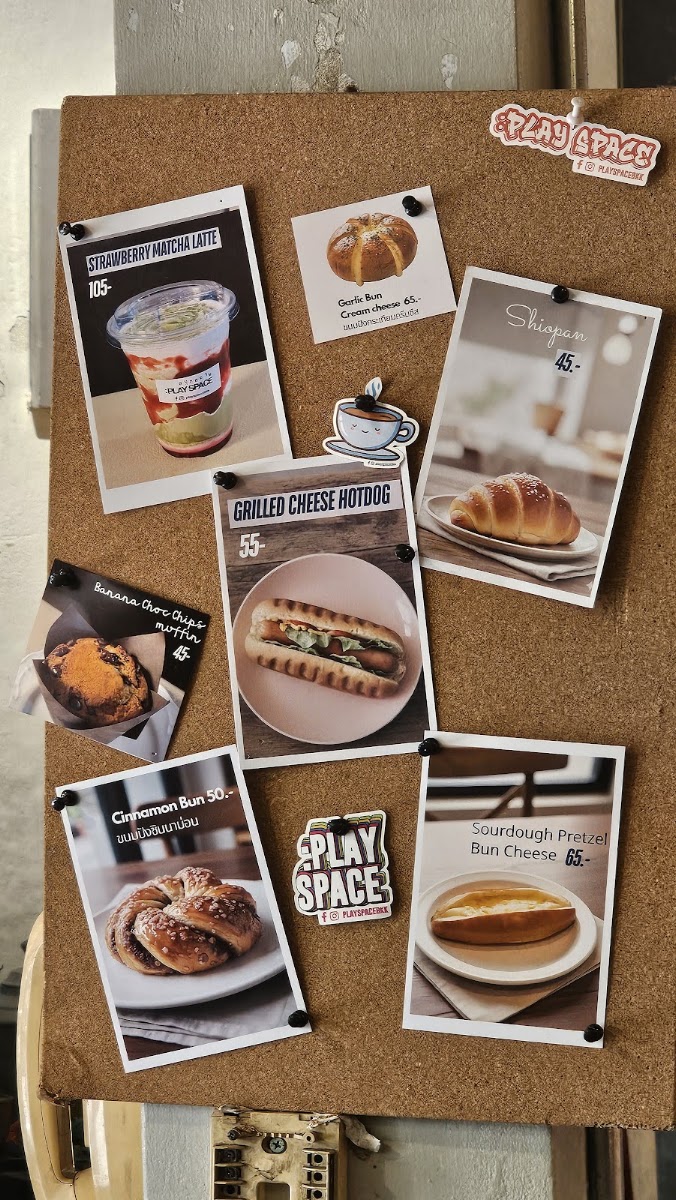 Play Space Cafe menu board