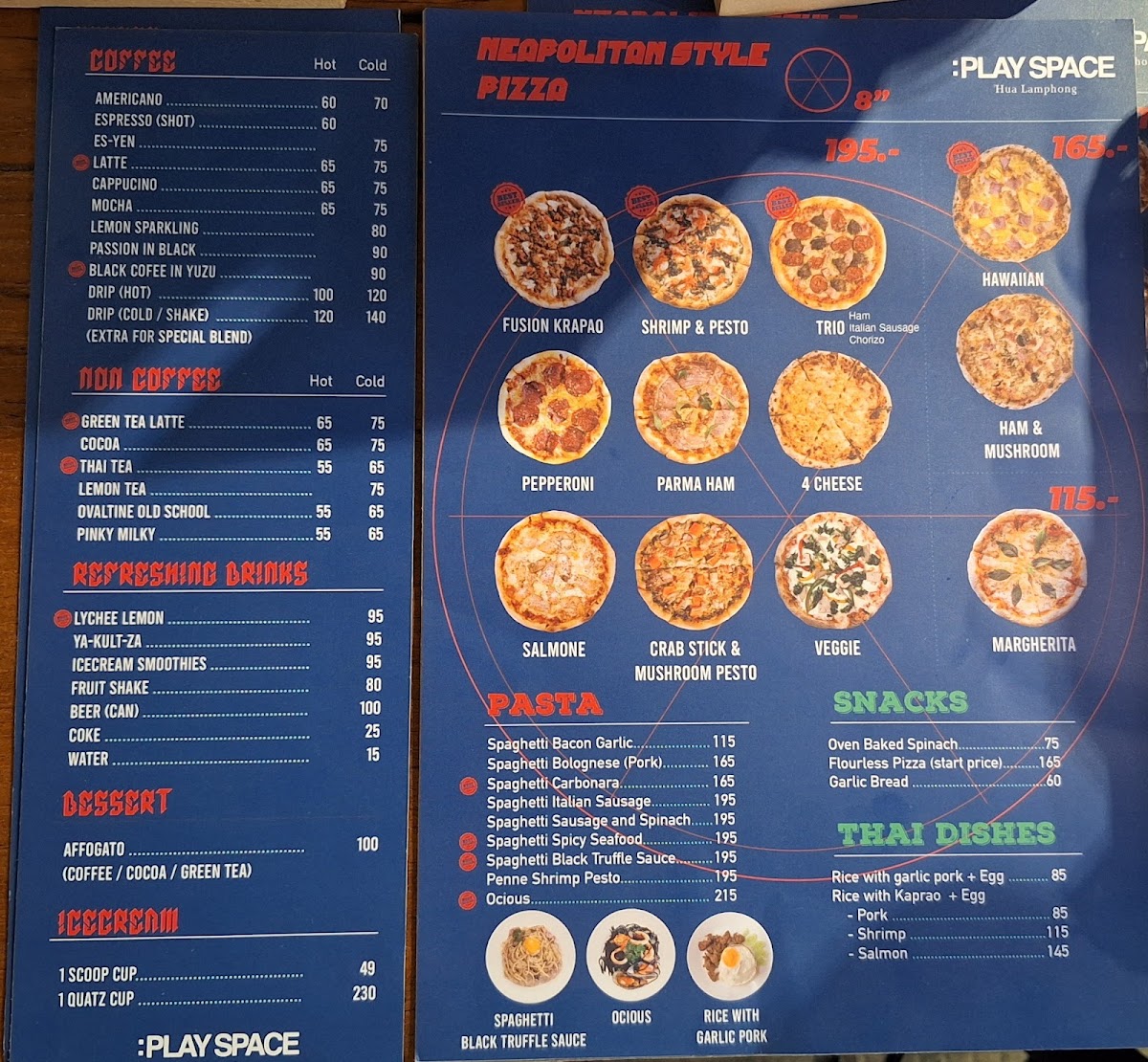 Play Space Cafe menu board