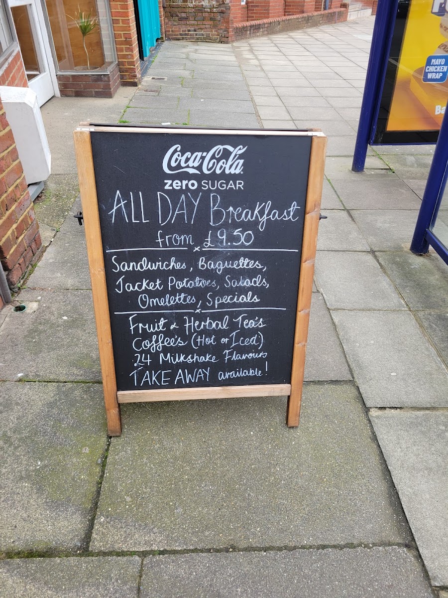 Marjorie's Tearooms & Bistro of Cosham menu board