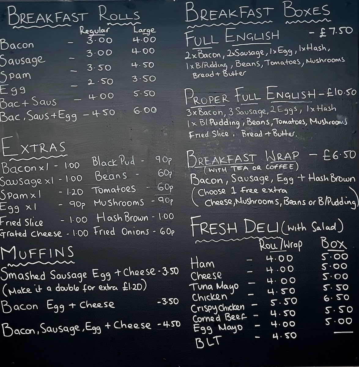 Just Good Food menu board