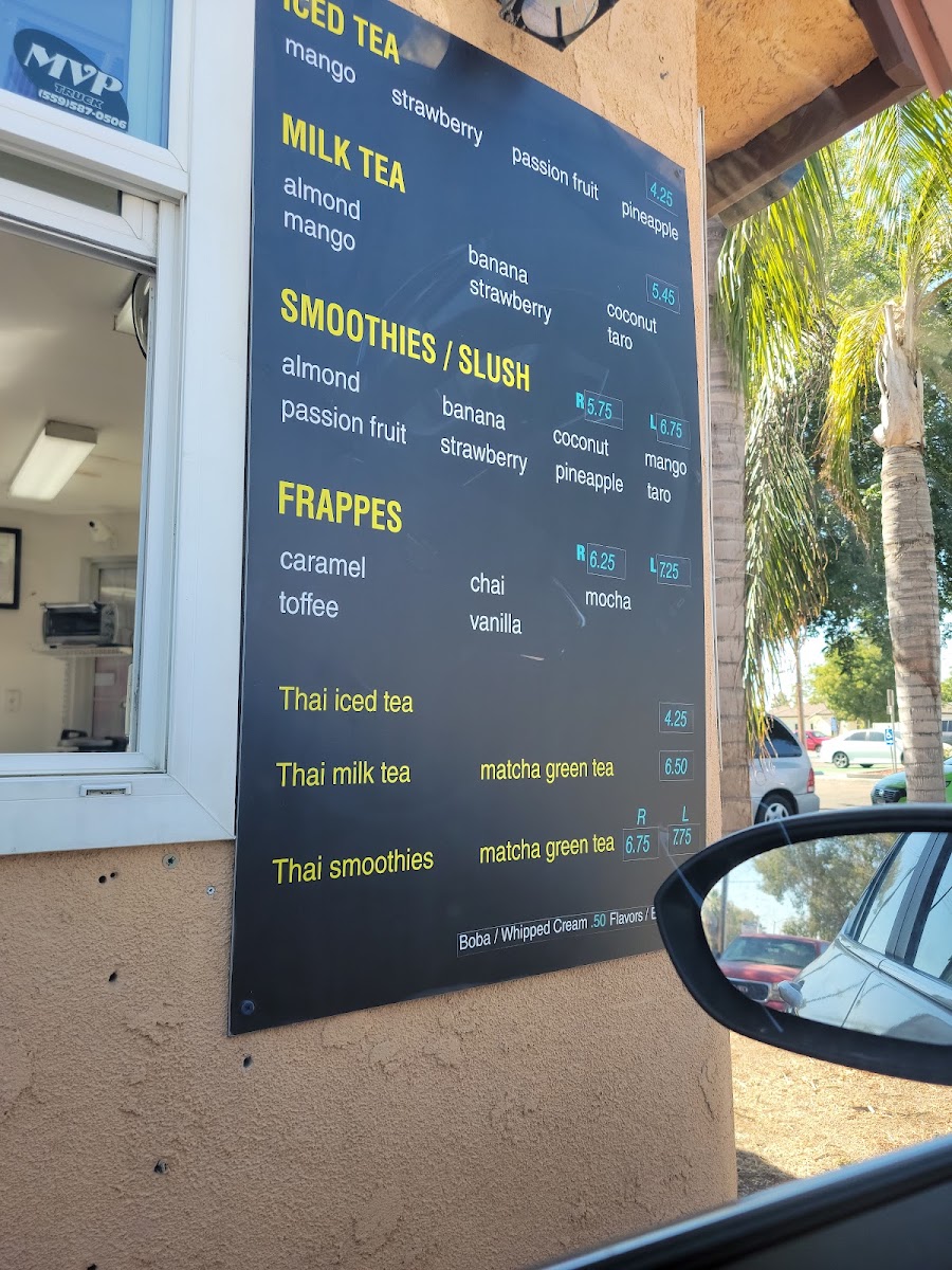 Drink Station Boba, Coffee, & Shaved Ice menu board