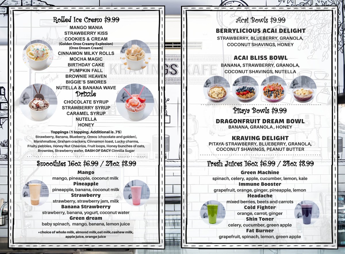 Kravings Kafe 2D menu board