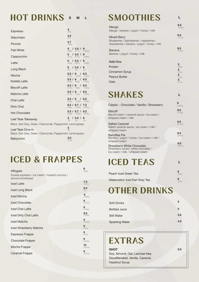 The Coffee Emporium Liverpool menu board