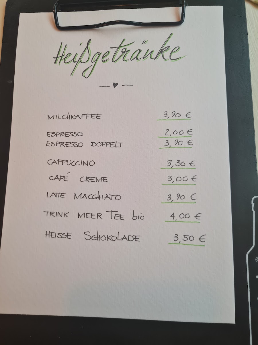 Tarte Café & Bistro menu board