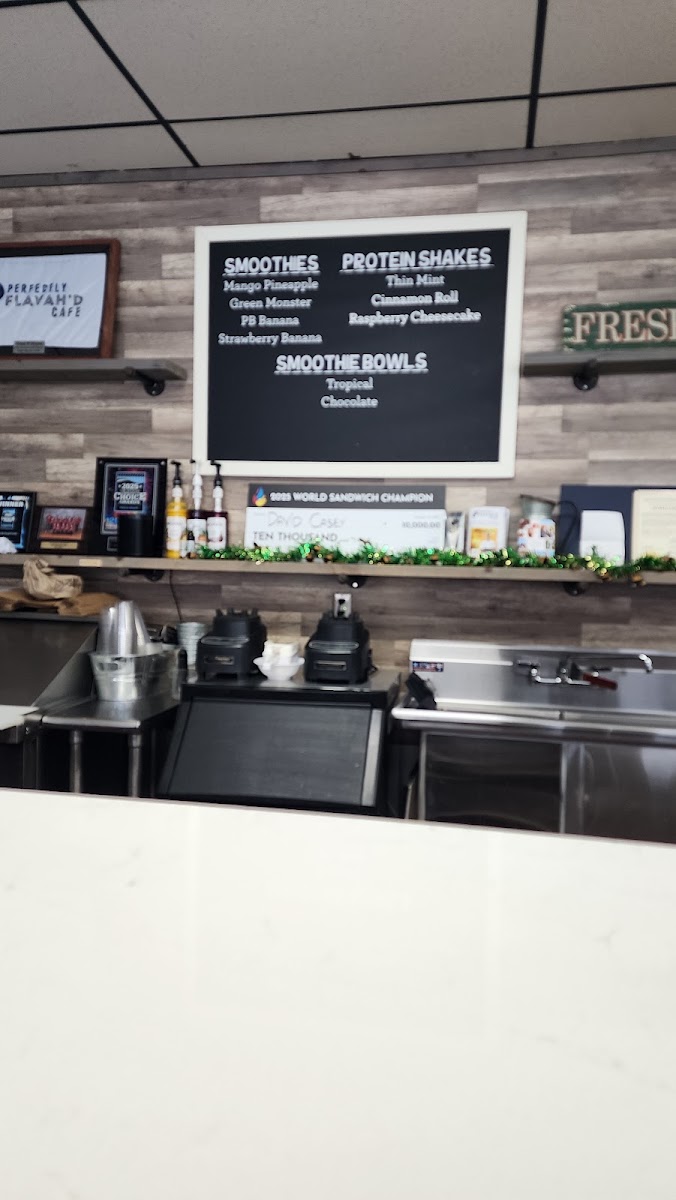 Perfectly Flavah'D Cafe menu board