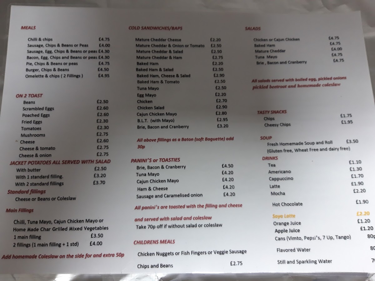 Sunny Side Up Cafe menu board