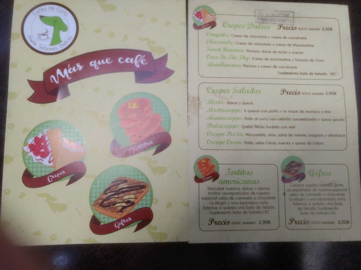 Cafés de Carla menu board