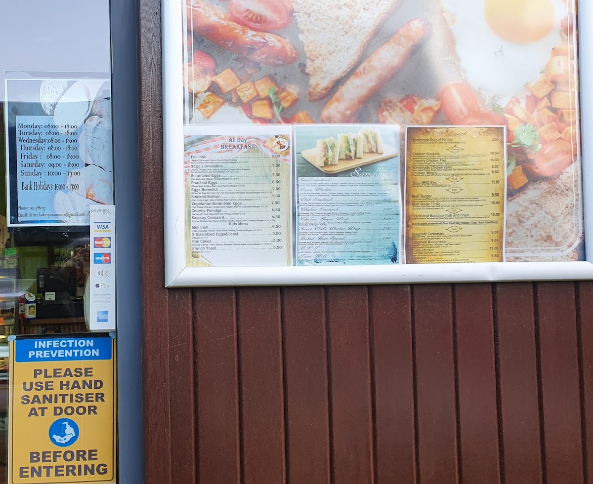 Delice Bakery and Coffee shop menu board