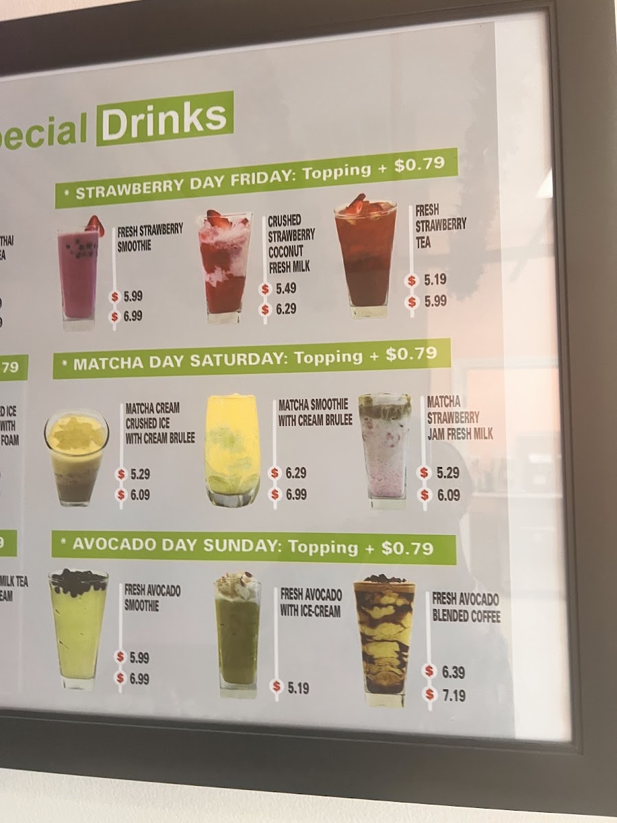 Tealicious Boba menu board