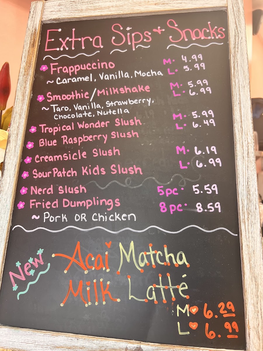 Tealicious Boba menu board