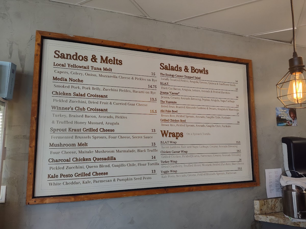Pacific Pearl Cafe menu board
