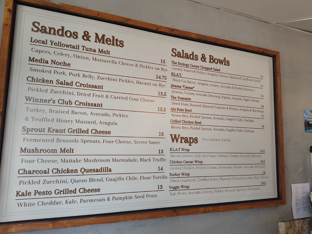 Pacific Pearl Cafe menu board