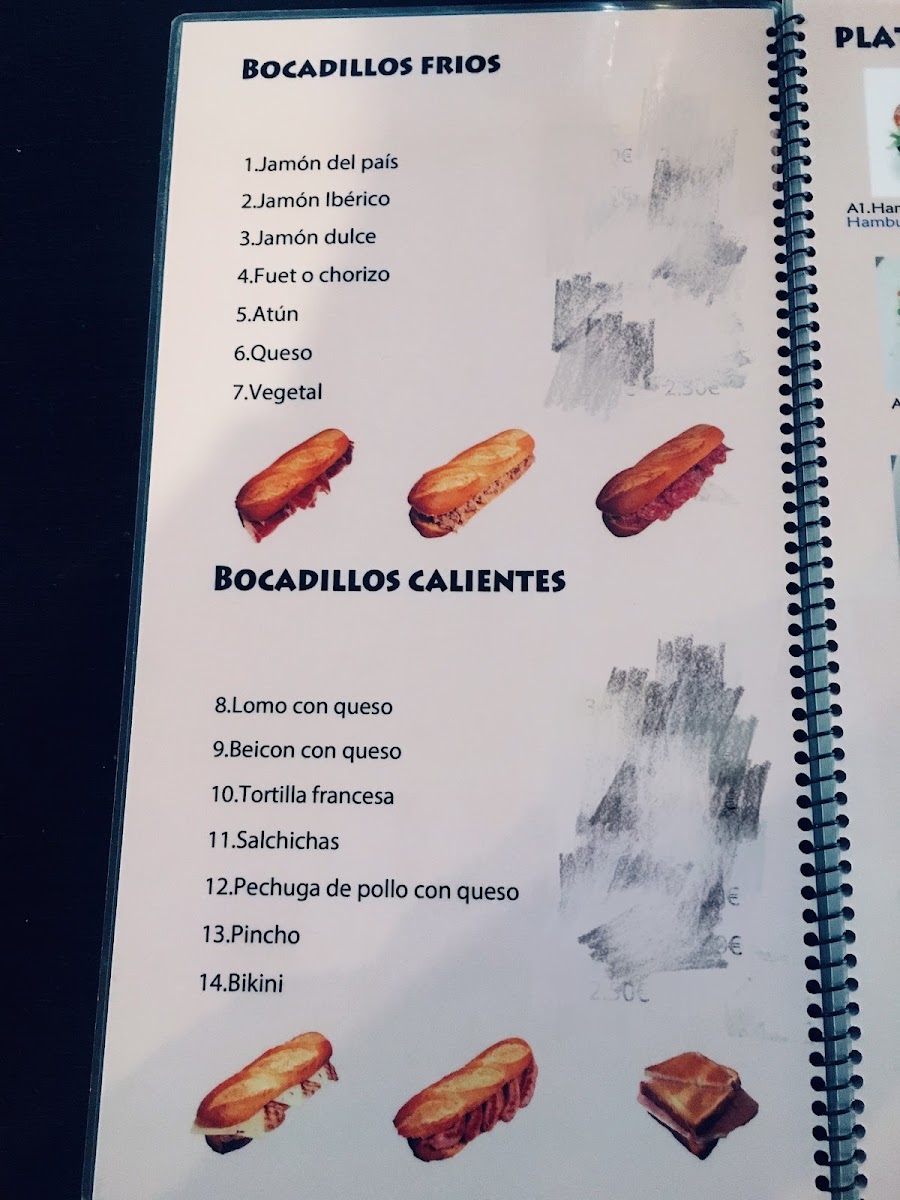 Cafeteria La Font del Gall menu board