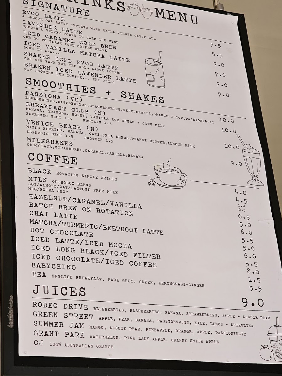Autumn Leaves Melbourne menu board