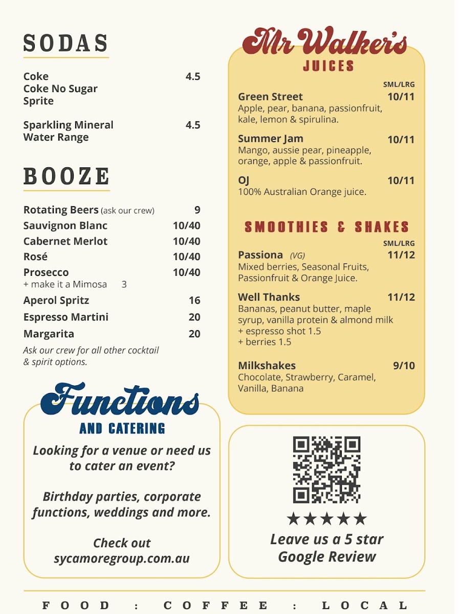 Autumn Leaves Melbourne menu board