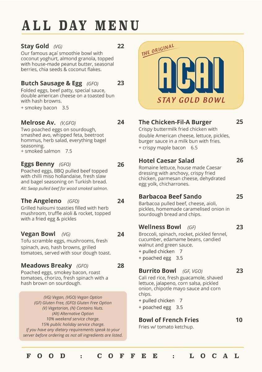 Autumn Leaves Melbourne menu board