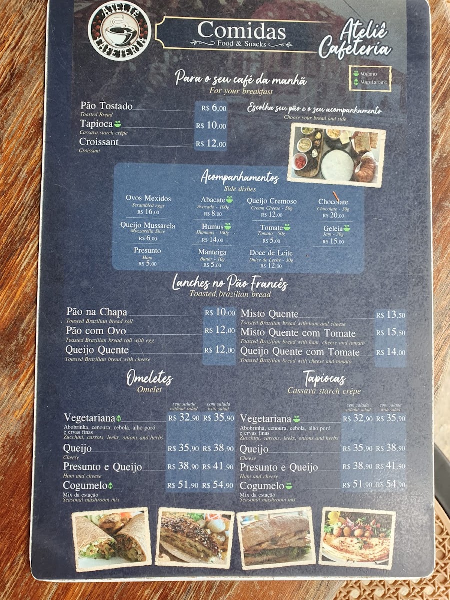 Ateliê Cafeteria menu board