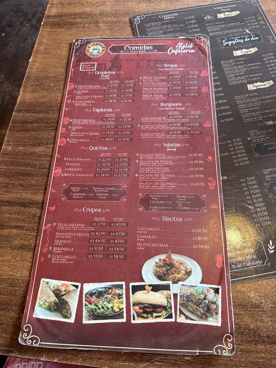 Ateliê Cafeteria menu board