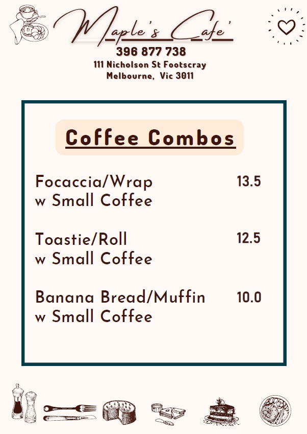 Maples Cafe menu board