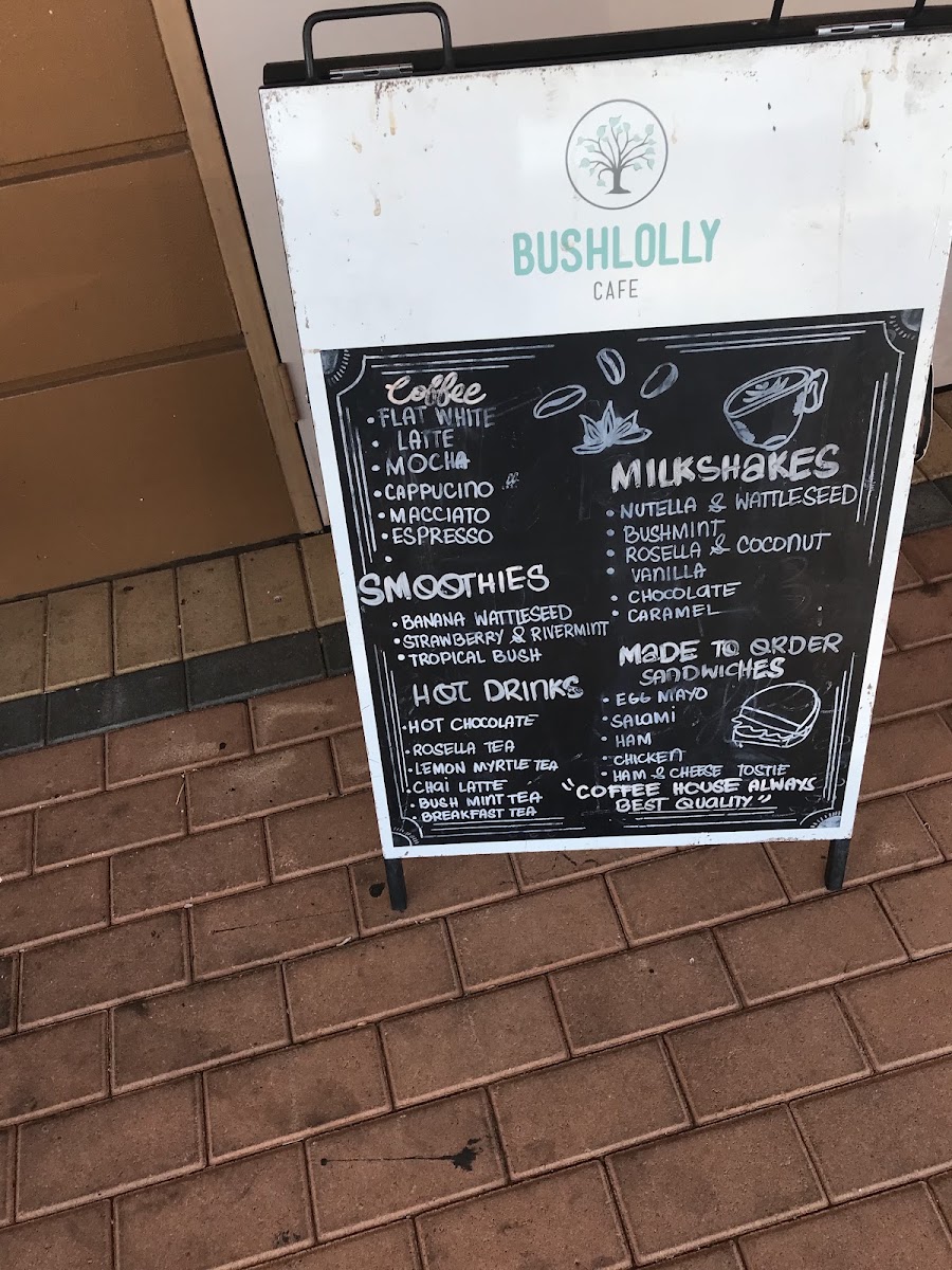 Bushlolly Cafe menu board