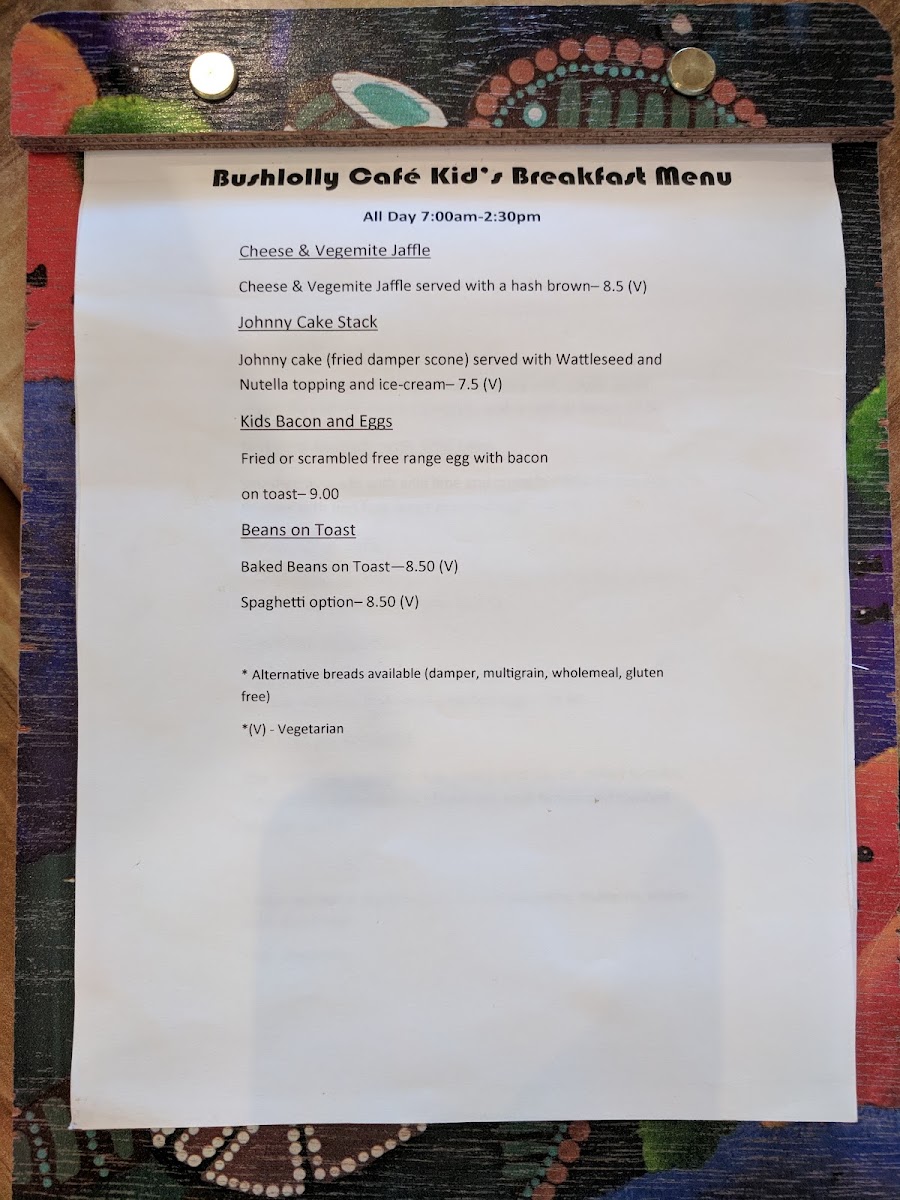 Bushlolly Cafe menu board