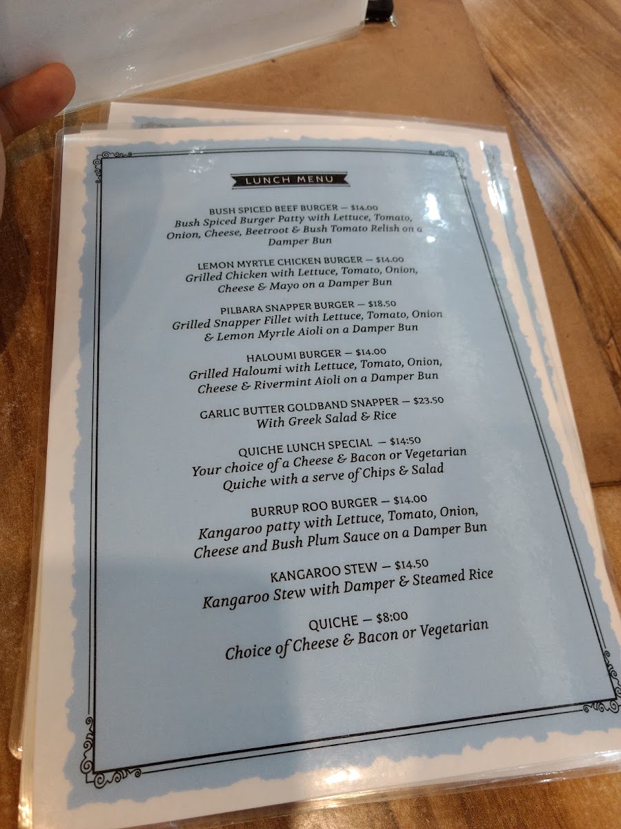Bushlolly Cafe menu board