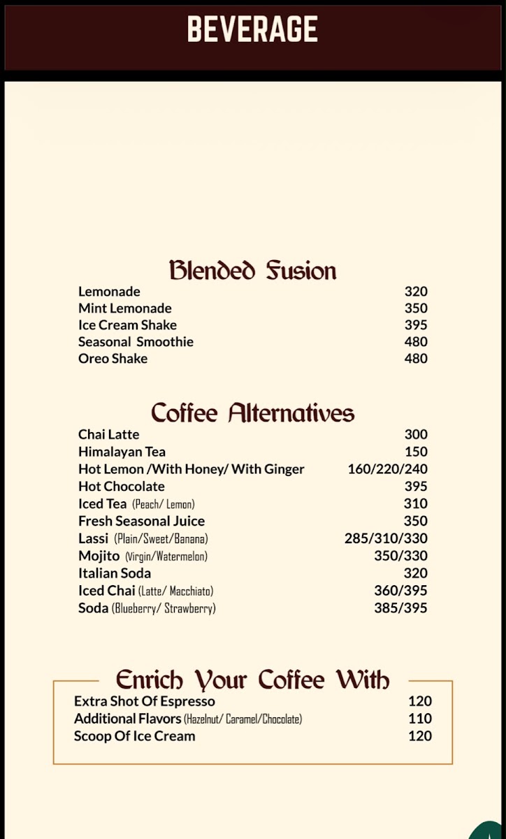 Himalayan Beans Brew menu board