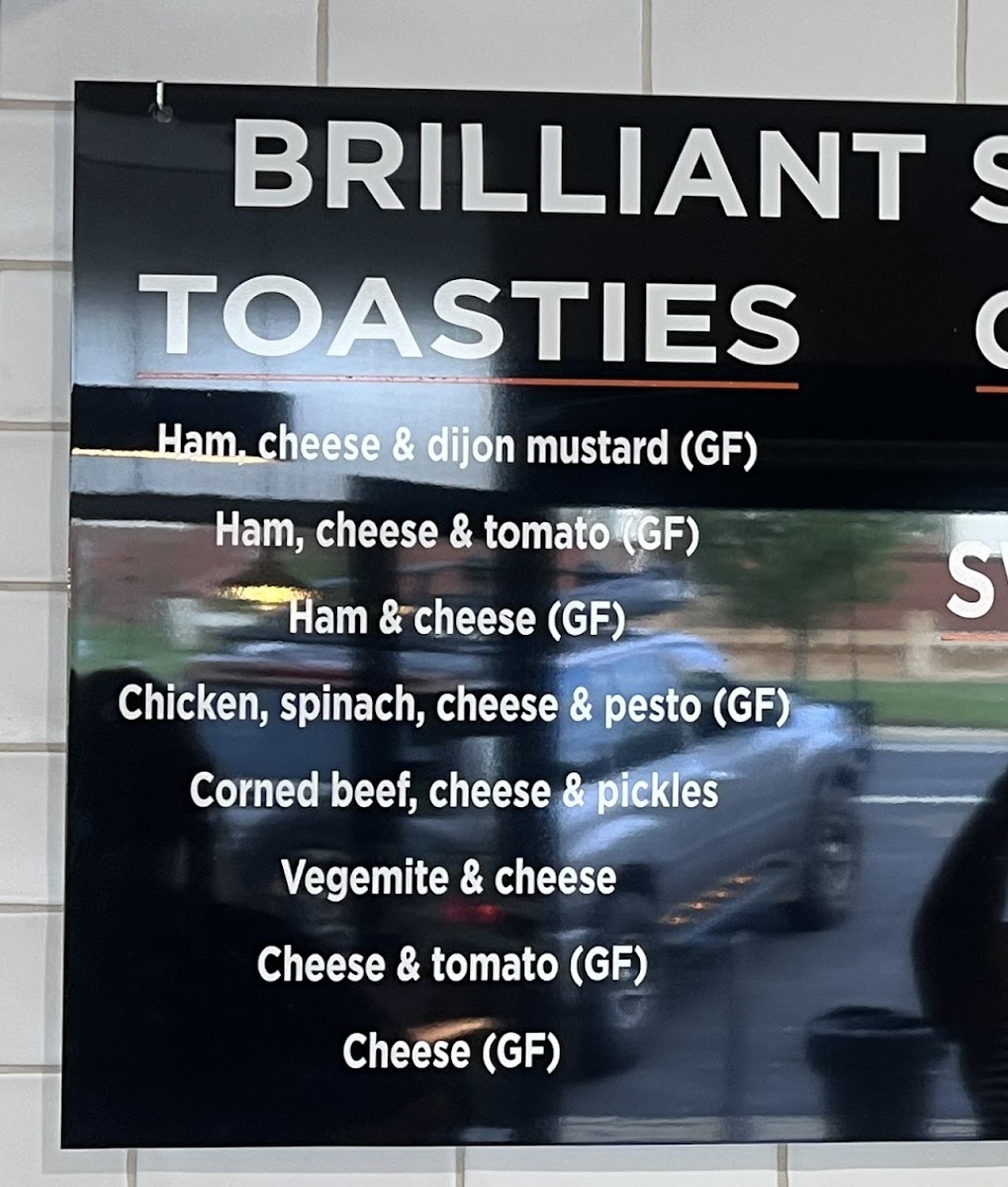 Brilliant Street Cafe menu board